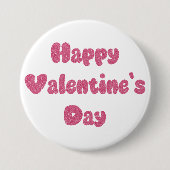 Fijne Valentijnsdag Glitter Knop Ronde Button 7,6 Cm (Voorkant)