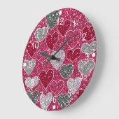 Fijne Valentijnsdag Glitter Love Bling Hearts Grote Klok (Hoek)