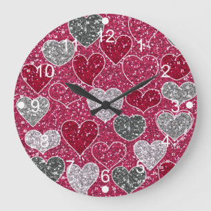 Fijne Valentijnsdag Glitter Love Bling Hearts Grote Klok