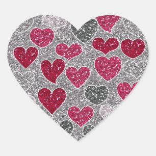 Fijne Valentijnsdag Glitter Love Bling Hearts Hart Sticker
