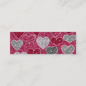 Fijne Valentijnsdag Glitter Love Bling Hearts Mini Visitekaartje (Achterkant)