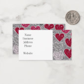 Fijne Valentijnsdag Glitter Love Bling Hearts Notitiekaartje (Voorkant / Achterkant in situ)
