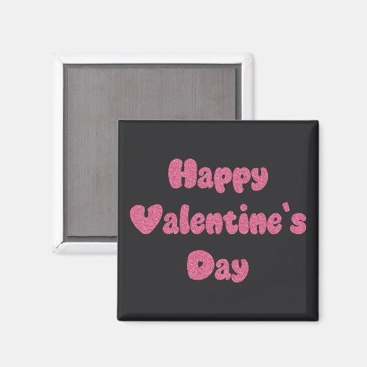 Fijne Valentijnsdag Glitter Magneet (Voorkant / Achterkant)