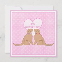 Fijne Valentijnsdag Gouden Honden Plat Kaart