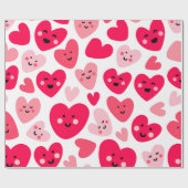 Fijne valentijnsdag Grappige Roze Rode harten Cadeaupapier (Vlak)