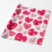 Fijne valentijnsdag Grappige Roze Rode harten Cadeaupapier (Uitgerold)