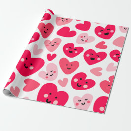 Fijne valentijnsdag Grappige Roze Rode harten Cadeaupapier