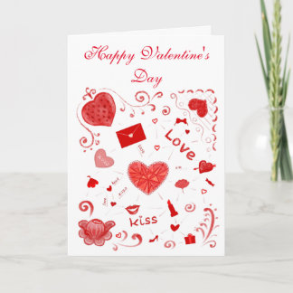 Fijne Valentijnsdag! Hart, хохо, liefdesdecoratie Kaart