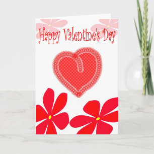 Fijne Valentijnsdag Hart en Bloemen Kaart