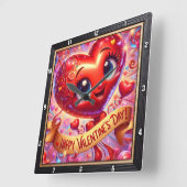 Fijne Valentijnsdag Hart Karakter Vierkante Klok (Hoek)