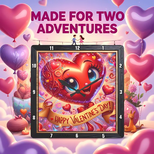Fijne Valentijnsdag Hart Karakter Vierkante Klok