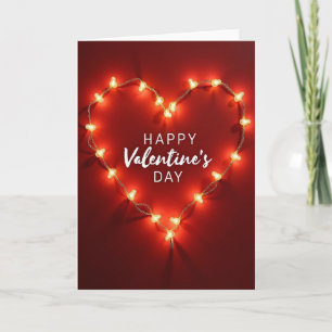 Fijne Valentijnsdag Hart Lichtjes Kaart