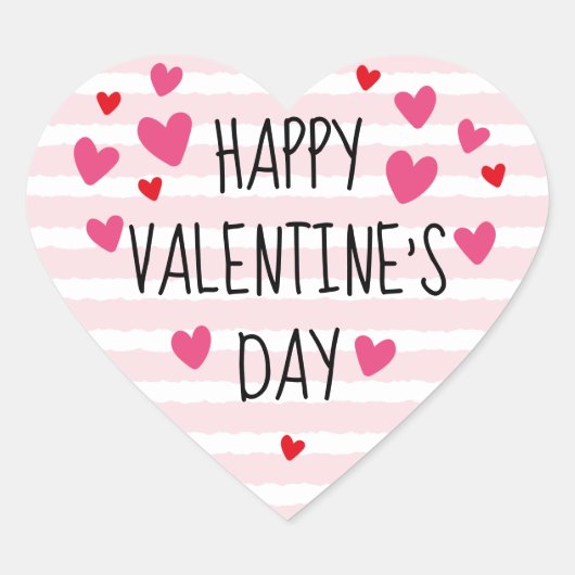 Fijne Valentijnsdag Hart Stickers (Voorkant)