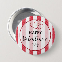 Fijne Valentijnsdag Hart Strepen Knop Ronde Button 7,6 Cm