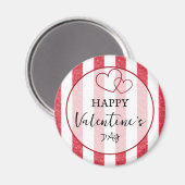Fijne Valentijnsdag Hart Strepen Magneet (Voorkant / Achterkant)