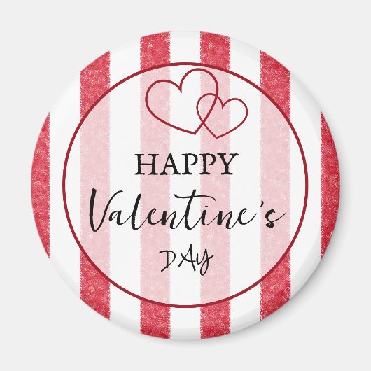 Fijne Valentijnsdag Hart Strepen Magneet (Voorkant)