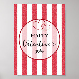 Fijne Valentijnsdag Hart Strepen Poster