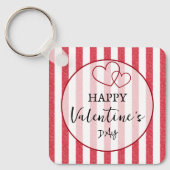 Fijne Valentijnsdag Hart Strepen Sleutelhanger (Voorkant)