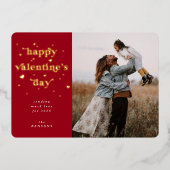 Fijne Valentijnsdag + Harten Folie Fotokaart Folie Feestdagenkaart (Voorkant)