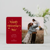 Fijne Valentijnsdag + Harten Folie Fotokaart Folie Feestdagenkaart (Staand Voorkant)