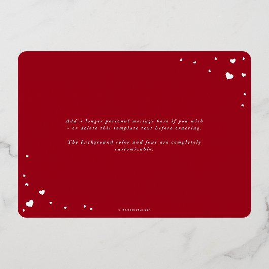 Fijne Valentijnsdag + Harten Folie Fotokaart Folie Feestdagenkaart (Achterkant)