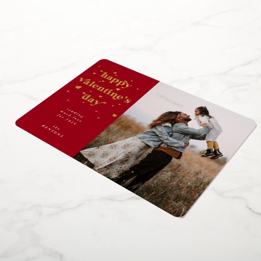 Fijne Valentijnsdag + Harten Folie Fotokaart Folie Feestdagenkaart (Gedraaid)