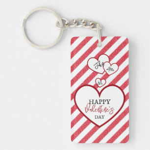 Fijne Valentijnsdag Harten Krijt Strepen Acryl Sleutelhanger