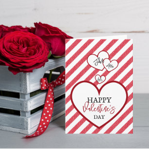 Fijne Valentijnsdag Harten Krijt Strepen Vouw Feestdagen Kaart