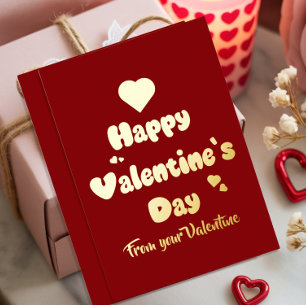 Fijne Valentijnsdag Hartjes Schattig Folie Feestdagenkaart
