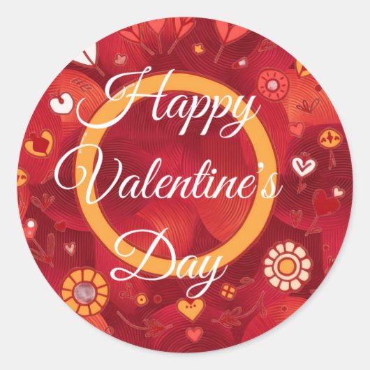 Fijne Valentijnsdag Hartpatroon Sticker (Voorkant)