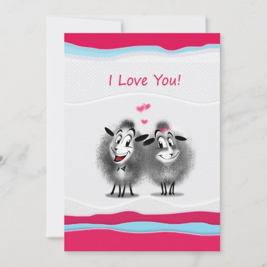Fijne Valentijnsdag! Ik hou van je! Mooie schapen Feestdagenkaart (Voorkant)
