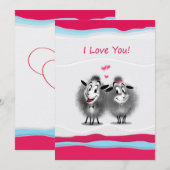 Fijne Valentijnsdag! Ik hou van jou! Cute Schaapje Feestdagenkaart (Voorkant / Achterkant)