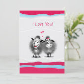 Fijne Valentijnsdag! Ik hou van jou! Mooie Schapen Feestdagenkaart (Staand voorkant)