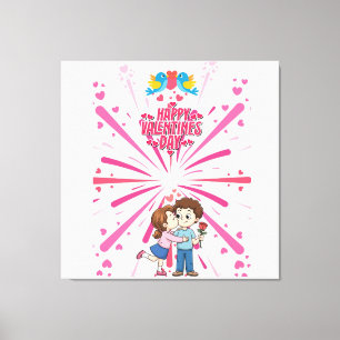 Fijne Valentijnsdag Illustratie van een schattig s Canvas Afdruk