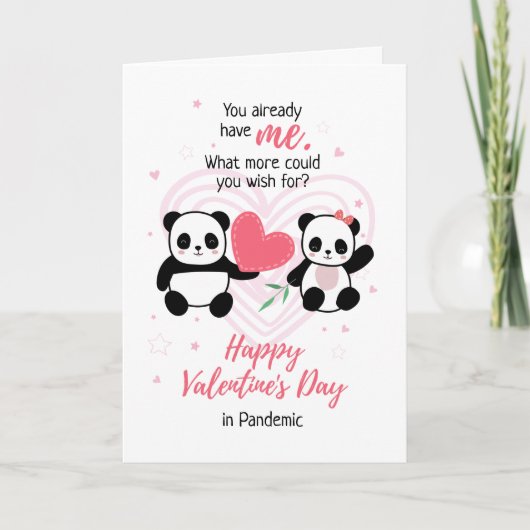Fijne Valentijnsdag in Pandemisch Panda Feestdagen Kaart (Voorkant)