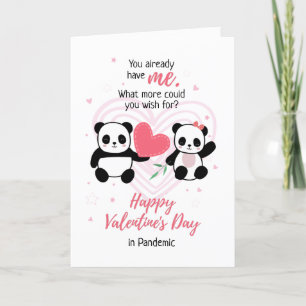 Fijne Valentijnsdag in Pandemisch Panda Feestdagen Kaart
