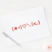 Fijne Valentijnsdag / Japanse moties Ovale Sticker (Envelop)