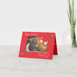 Fijne Valentijnsdag, kat en hond Bedankkaart