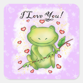 Fijne Valentijnsdag kikker | Vierkante Sticker