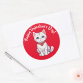 Fijne Valentijnsdag Kitten Ronde Sticker (Envelop)