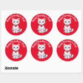 Fijne Valentijnsdag Kitten Ronde Sticker (Vel)