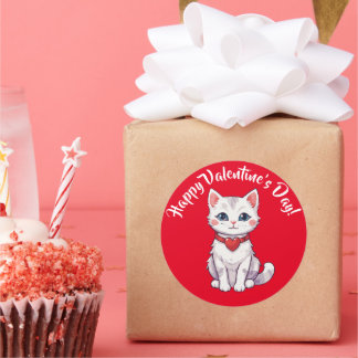 Fijne Valentijnsdag Kitten Ronde Sticker
