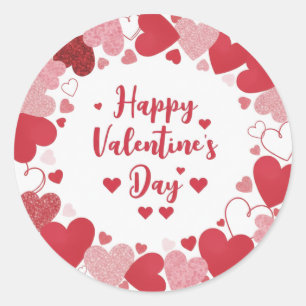 Fijne Valentijnsdag klassieke ronde sticker