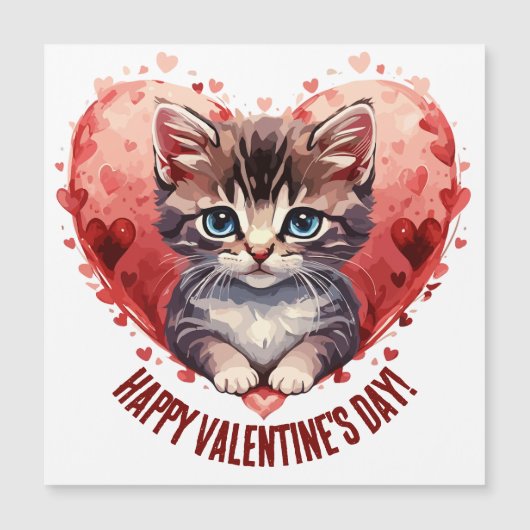 Fijne Valentijnsdag Kleine Kitten met Hart (Voorkant)