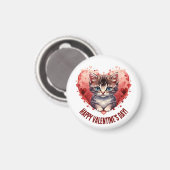 Fijne Valentijnsdag Kleine Kitten met Hart Magneet (Voorkant / Achterkant)