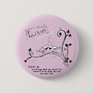 Fijne Valentijnsdag, kleine vogel Ronde Button 5,7 Cm