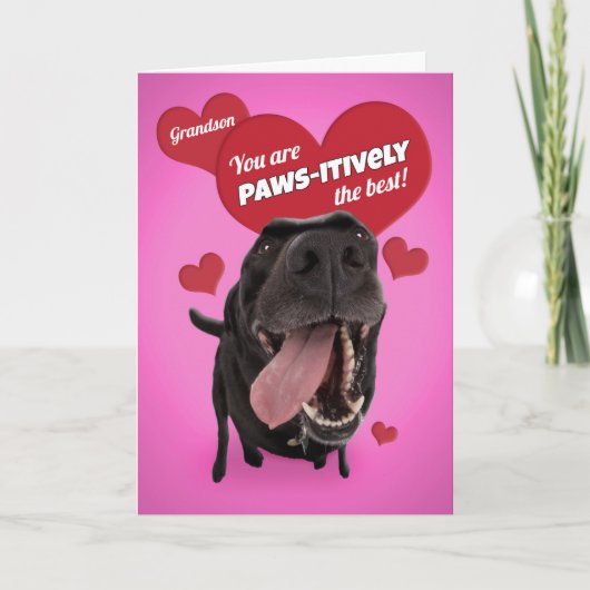 Fijne Valentijnsdag kleinzoon Funny Dog Humor Feestdagen Kaart (Voorkant)