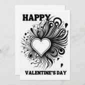 Fijne Valentijnsdag Kleuren Zwart en Wit Feestdagenkaart (Voorkant / Achterkant)