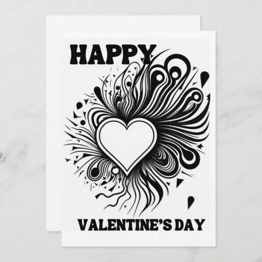 Fijne Valentijnsdag Kleuren Zwart en Wit Feestdagenkaart (Voorkant / Achterkant)