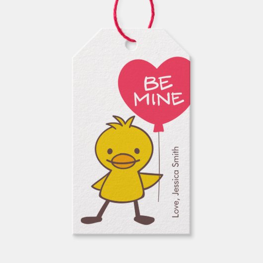 Fijne Valentijnsdag Kuiken BE MINE Cadeaubijslags Cadeaulabel (Voorkant)